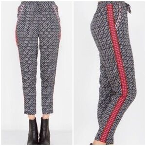 Sugarlips Lightweight Navy White Eclectic Bohemian Colorful Embroidered Pants